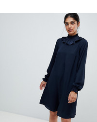 Y.A.S Tall Neck Detail Midi Dress In Navy