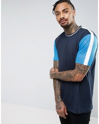 Asos Longline T Shirt With Mesh Sleeves And Tipping