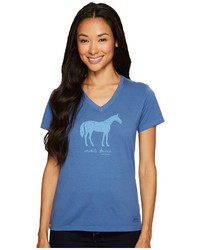 Life is Good Mobile Device Horse Crusher Vee T Shirt