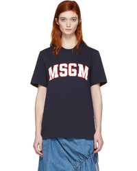 MSGM Navy College Logo T Shirt