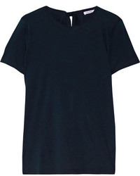 Helmut Lang Open Back Cotton And Cashmere Blend Jersey T Shirt Midnight Blue