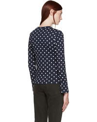 Comme des Garcons Play Navy Polka Dot Heart Patch T Shirt