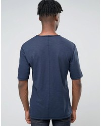 Sisley Raw Neck T Shirt With Pocket In Slub Fabric