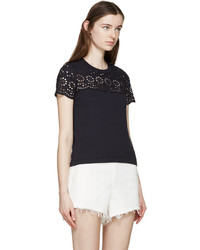 See by Chloe See By Chlo Navy Broderie Anglaise T Shirt