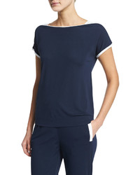 Armani Collezioni Short Sleeve T Shirt Wcontrast Trim Astral Blue