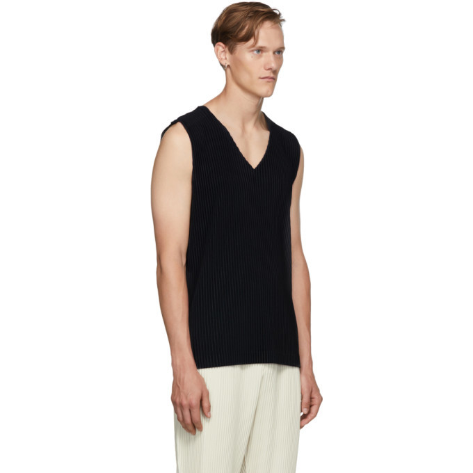 Homme Plissé Issey Miyake Navy Basics Tank Top, $88 | SSENSE