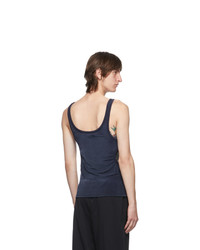 Carlota Barrera Navy Viscose Cut Out Tank Top