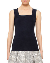 Akris Punto Square Neck Fitted Tank Navy
