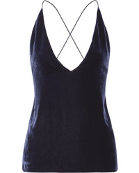 Dion Lee Velvet And Crepe Camisole Midnight Blue