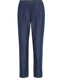 Equipment Hadley Cotton Chambray Tapered Pants Blue