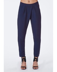 Missguided Vera Tapered Trousers Navy