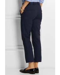 3.1 Phillip Lim Pencil Stretch Cotton Blend Tapered Pants Midnight Blue