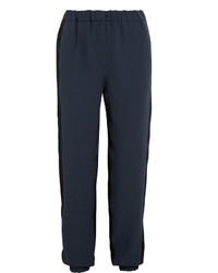 Cédric Charlier Two Tone Crepe And Satin Tapered Pants