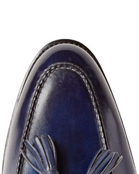 Santoni Burnished Leather Tasselled Loafers