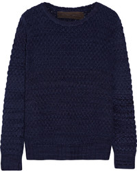 Navy Textured Crew-neck Sweater