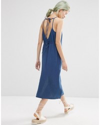 Asos Collection Denim Premium Textured Minimal Midi Dress
