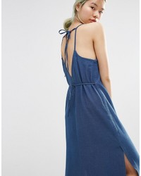 Asos Collection Denim Premium Textured Minimal Midi Dress