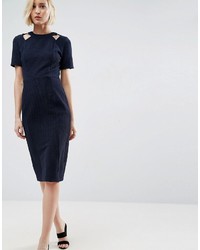 Asos Textured Structured Dress With Cut Outs