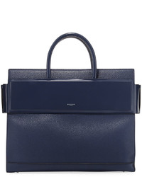 Givenchy Horizon Medium Textured Leather Tote Bag Dark Blue
