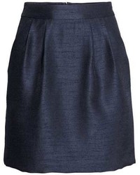 Navy Textured Skirt