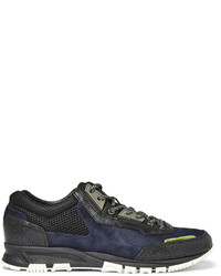 Lanvin Textured Leather Suede And Mesh Sneakers