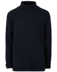 Topman Rib Textured Turtleneck Sweater