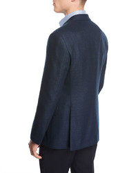 Giorgio Armani Textured Wool Two Button Sport Coat Blue