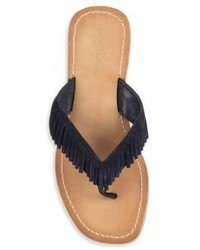 Frye Perry Feathered Suede Thong Sandals
