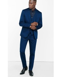 Express Extra Slim Blue Cotton Sateen Suit Pant