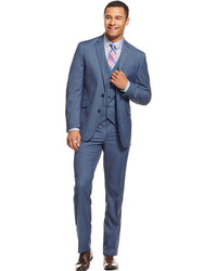 Kenneth Cole Reaction Light Blue Slim Fit Vested Suit