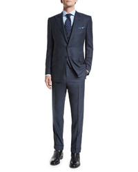 Tom Ford Oconnor Base Prince Of Wales Three Piece Suit Navy
