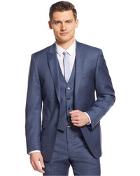 Calvin Klein X Blue Grey Sharkskin Vested Extra Slim Fit Suit