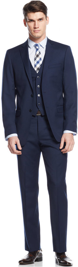 calvin klein navy blue suit
