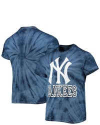 STITCHES Navy New York Yankees Spider Tie Dye T Shirt