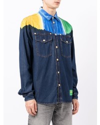 VERSACE JEANS COUTURE Contrast Panel Long Sleeve Shirt