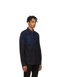 Amiri Blue And Black Flannel Dip Dye Shirt