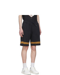 Ps By Paul Smith Navy And Orange Tie Dye Stripe Shorts