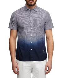 Navy Tie-Dye Silk Short Sleeve Shirt