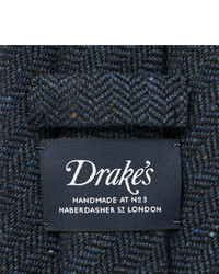 Drakes Drakes 8cm Herrinbgone Wool Tweed Tie