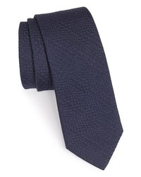 Lanvin Woven Silk Blend Tie Navy One Size