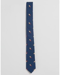Asos Slim Tie With Ice Cream Design In Navy