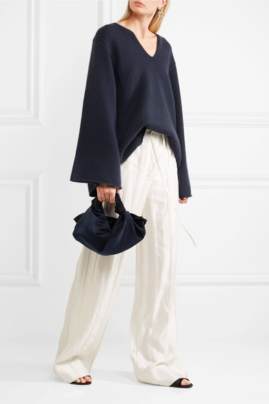 The Row Ascot Satin Tote Midnight Blue, $990 | NET-A-PORTER.COM