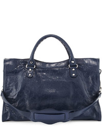 Balenciaga Classic City Lambskin Shoulder Bag Blue