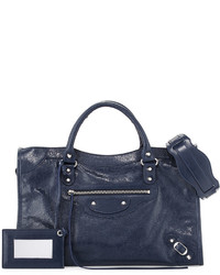 Balenciaga Classic City Lambskin Shoulder Bag Blue