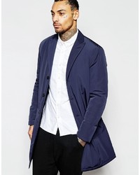 Asos Brand Overcoat With Single Breast Styling In Navy