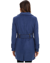 Calvin Klein Double Breasted Belted Convertible Stand Collar Wool Trench Coat Cw380770