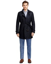 Brooks Brothers Double Breasted Bonded Linen Trench