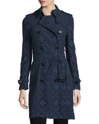 Burberry Double Breasted Lace Trench Coat Ink