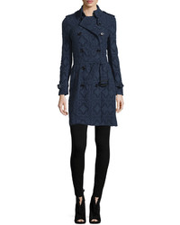 Burberry Double Breasted Lace Trench Coat Ink