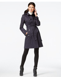 DKNY Hooded Belted Trench Coat